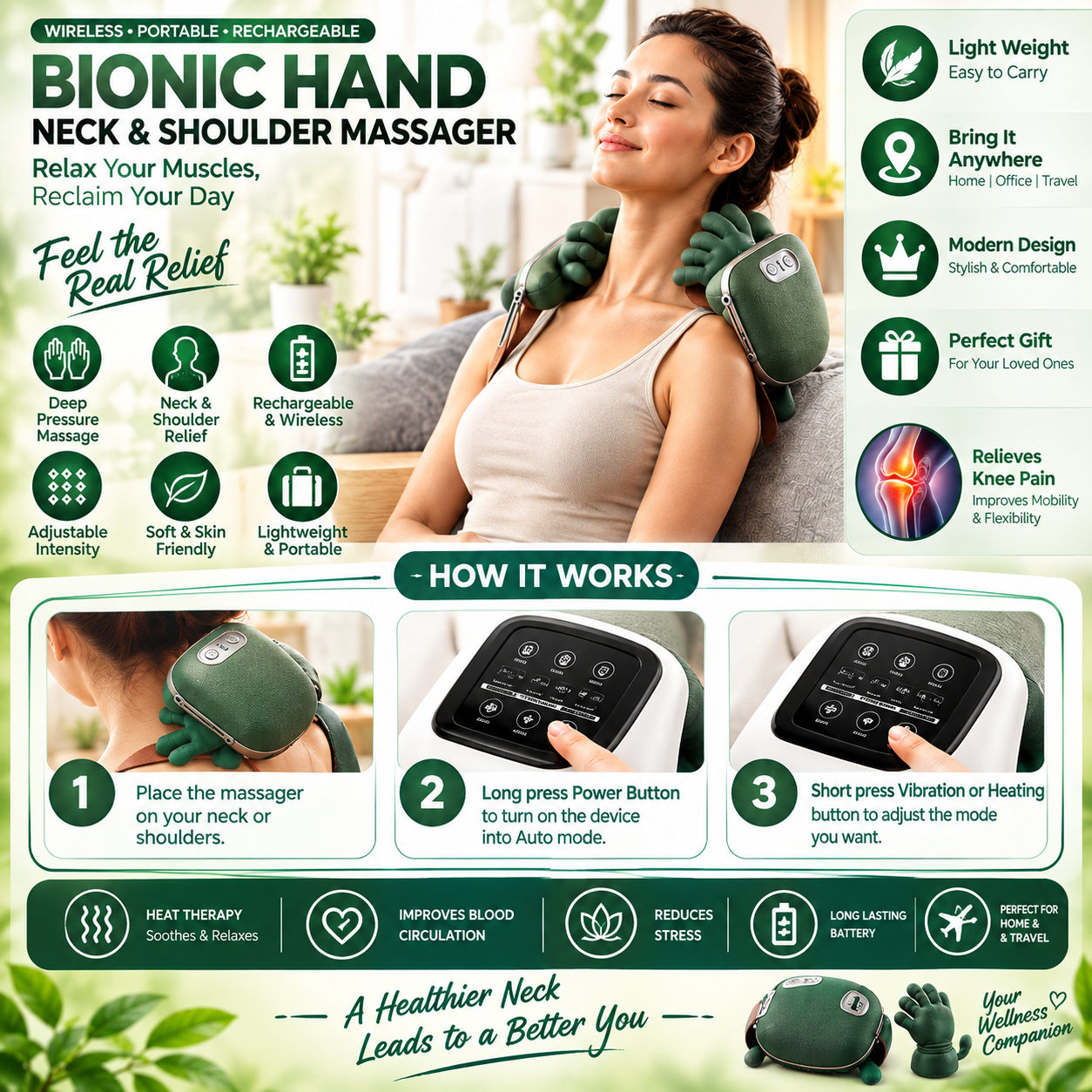 Neck and Back Massager for Pain Relief Deep Tissue